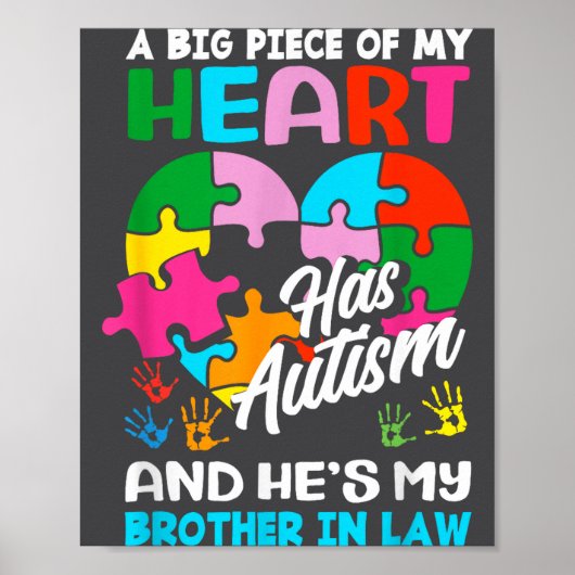 Heart Brother-in-law Autism Awareness Puzzle Ece R Poster (Voorkant)