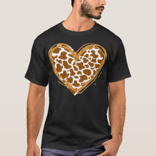 Heart Brown Koe Pattern voor Koe Lover T-shirt