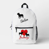 Heart Bulldogs gepersonaliseerd script Bedrukte Rugzak (Voorkant)