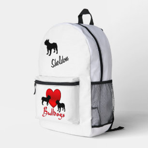 Heart Bulldogs gepersonaliseerd script Bedrukte Rugzak