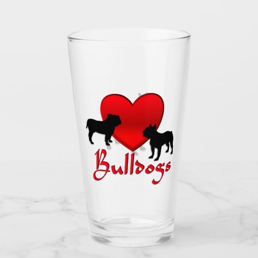 Heart Bulldogs Glas (Voorkant)