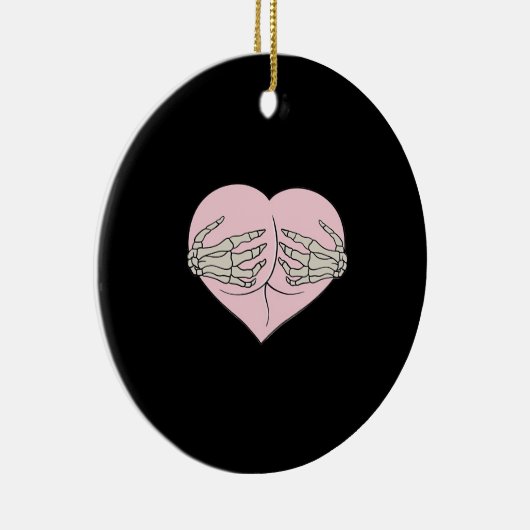 Heart Butt Hug Skeleton Hands Classic Keramisch Ornament (Rechts)