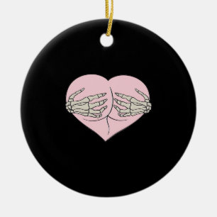 Heart Butt Hug Skeleton Hands Classic Keramisch Ornament