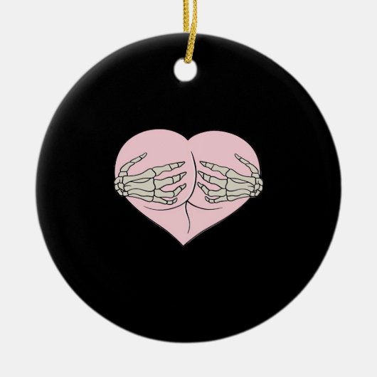 Heart Butt Hug Skeleton Hands Classic Keramisch Ornament (Voorkant)