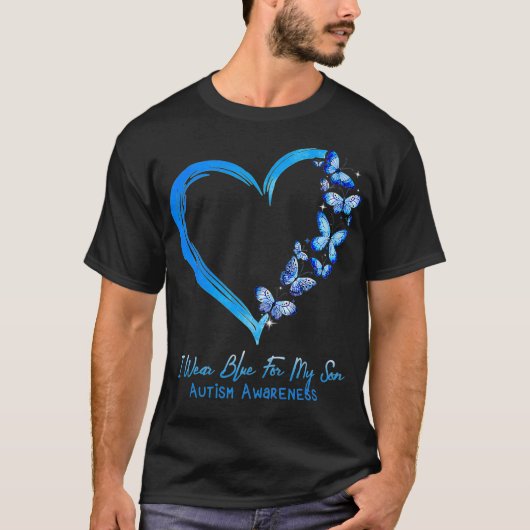 Heart Butterfly Autism I Draag Blue for My Son Aut T-shirt (Voorkant)