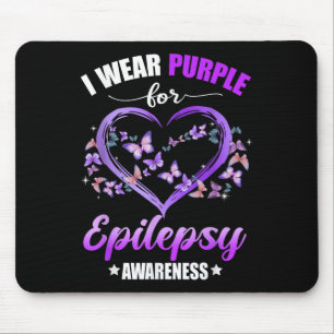 Heart Butterfly I Draag Paarse voor epilepsie Awar Muismat