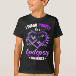 Heart Butterfly I Draag Paarse voor epilepsie Awar T-shirt