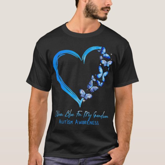 Heart Butterfly ik Draag blauw voor mijn kleinzoon T-shirt (Voorkant)