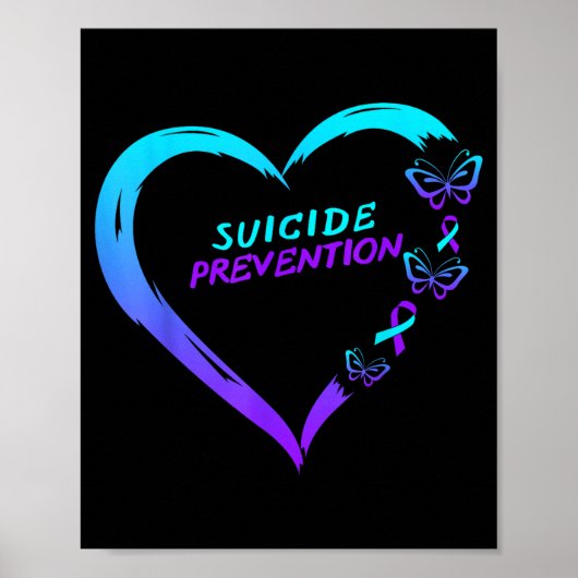 Heart Butterfly Suicide Prevention Awareness  Poster (Voorkant)