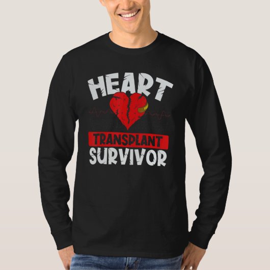 Heart Bypass Heart Transplant Survivor Open Heart T-shirt (Voorkant)