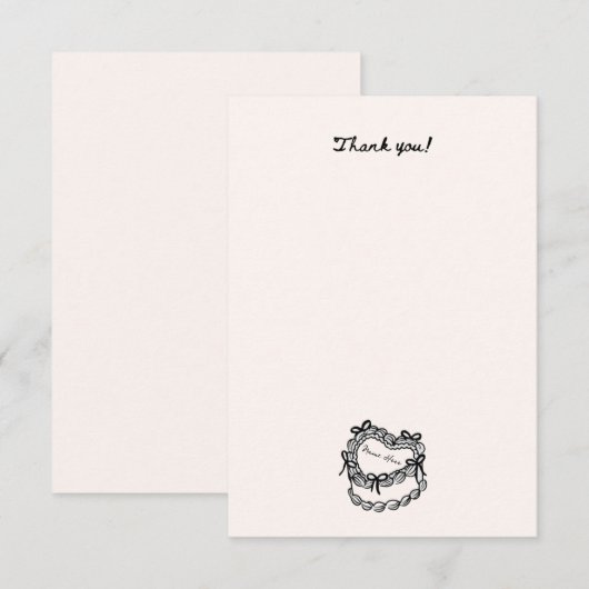  Heart Cake Aangepaste naam Dank u kaart (Voorkant / Achterkant)