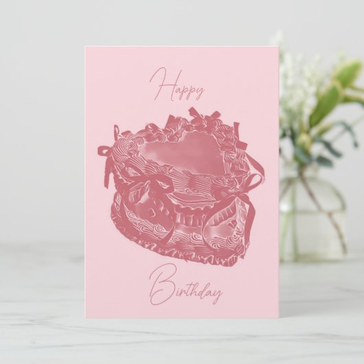 Heart Cake Verjaardag Kaart (Staand voorkant)