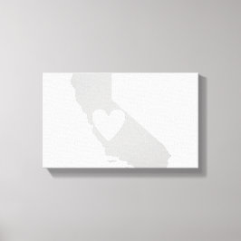 Heart California state silhouette Canvas Afdruk
