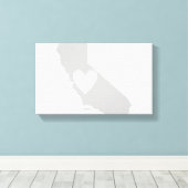 Heart California state silhouette Canvas Afdruk (Insitu (Houten vloer))