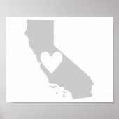 Heart California state silhouette Poster (Voorkant)