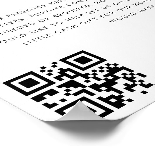 Heart Calligraphy Honeymoon Fund Elegant Wedding Poster (Hoek)