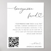 Heart Calligraphy Honeymoon Fund Elegant Wedding Poster (Voorkant)