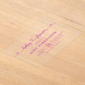 Heart Calligraphy Minimalist Pink Baby Shower Acryl Uitnodigingen (Laagn)