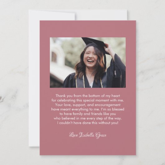 Heart Calligraphy Script-Afstuderen Bedankkaart (Achterkant)