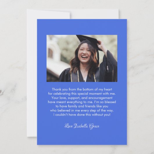 Heart Calligraphy Script-Afstuderen Bedankkaart (Achterkant)