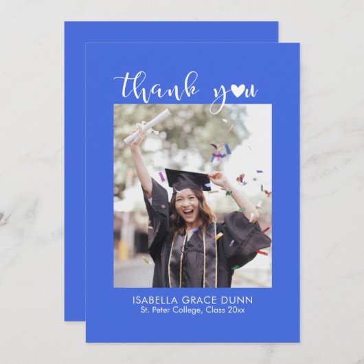 Heart Calligraphy Script-Afstuderen Bedankkaart (Voorkant / Achterkant)