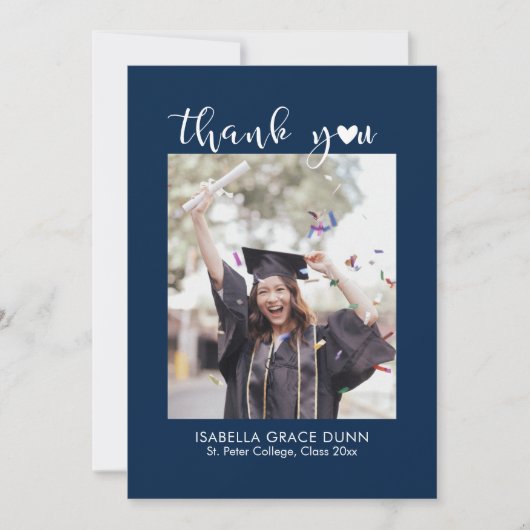 Heart Calligraphy Script-Afstuderen Bedankkaart (Voorkant)