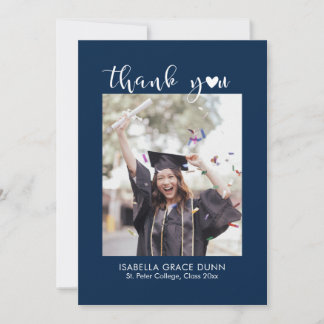 Heart Calligraphy Script-Afstuderen Bedankkaart
