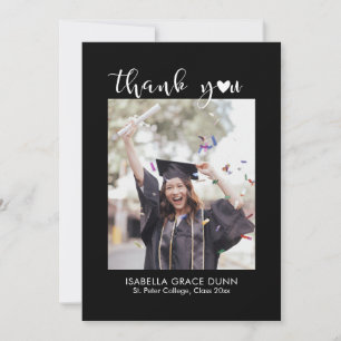 Heart Calligraphy Script-Afstuderen Bedankkaart