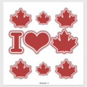 Heart Canada Red Maple Leaf Sticker (Vel)