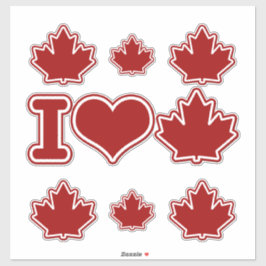 Heart Canada Red Maple Leaf Sticker