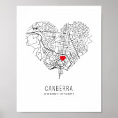 Heart Canberra City Map (Australië) Poster (Voorkant)