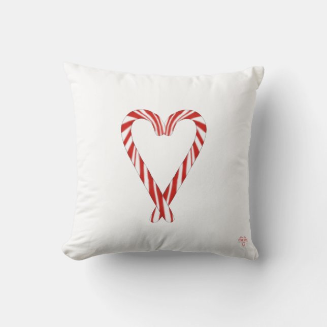 Heart Candy Cane Reversible Throw Pillow Kussen (Voorkant)