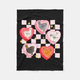 Heart Candy Silkie Chicken Valentine Farmer Animal Fleece Deken
