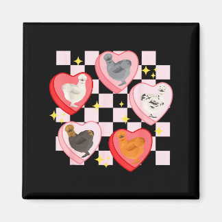 Heart Candy Silkie Chicken Valentine Farmer Animal Magneet