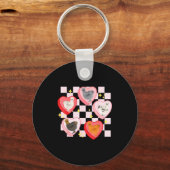 Heart Candy Silkie Chicken Valentine Farmer Animal Sleutelhanger (Voorkant)