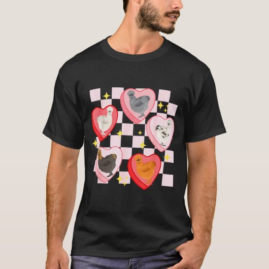 Heart Candy Silkie Chicken Valentine Farmer Animal T-shirt (Voorkant)