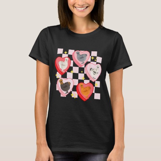 Heart Candy Silkie Chicken Valentine Farmer Animal T-shirt (Voorkant)