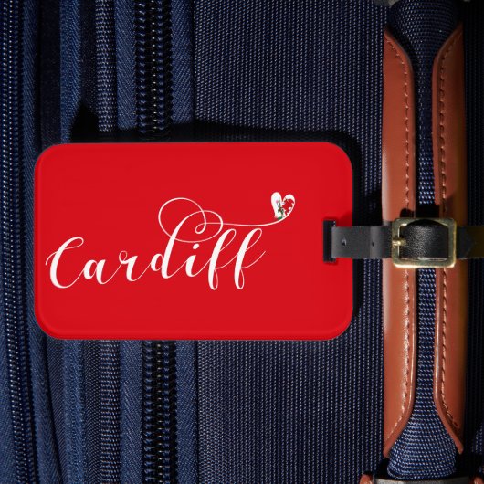 Heart Cardiff Flag, Caerdydd, Wales Bagagelabel (Voorkant Insitu 4)