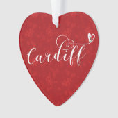 Heart Cardiff Flag, Caerdydd, Wales Ornament (voorkant)