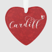 Heart Cardiff Flag, Caerdydd, Wales Ornament (voorkant)