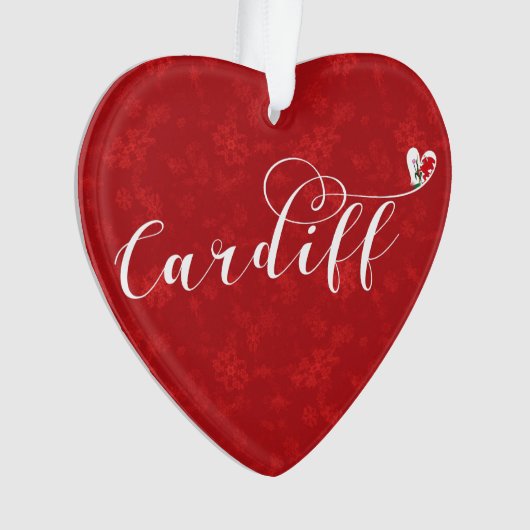 Heart Cardiff Flag, Caerdydd, Wales Ornament (voorkant)
