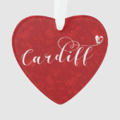 Heart Cardiff Flag, Caerdydd, Wales Ornament (achterkant)