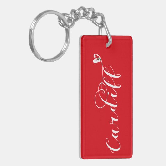 Heart Cardiff Flag, Caerdydd, Wales Sleutelhanger (Voorkant Links)