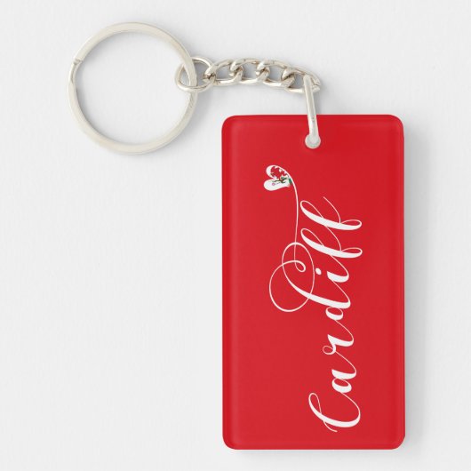 Heart Cardiff Flag, Caerdydd, Wales Sleutelhanger (Voorkant)