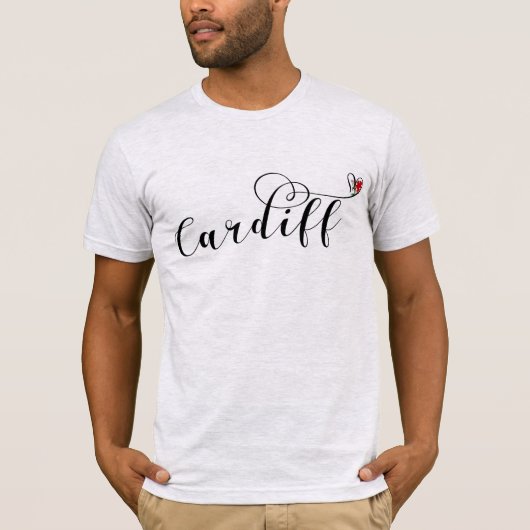 Heart Cardiff Flag, Caerdydd, Wales T-Shirt (Voorkant)