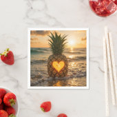 Heart Carved In a Pineapple On a Beach Servet (Insitu)