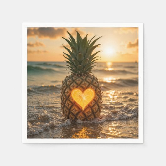 Heart Carved In a Pineapple On a Beach Servet (Voorkant)