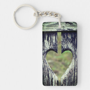Heart Carved Wood Sleutelhanger