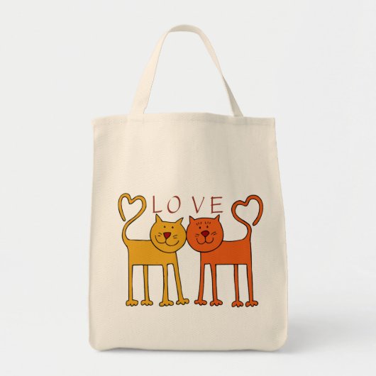 HEART CAT LOVE GROCERA BAG TOTE BAG (Voorkant)