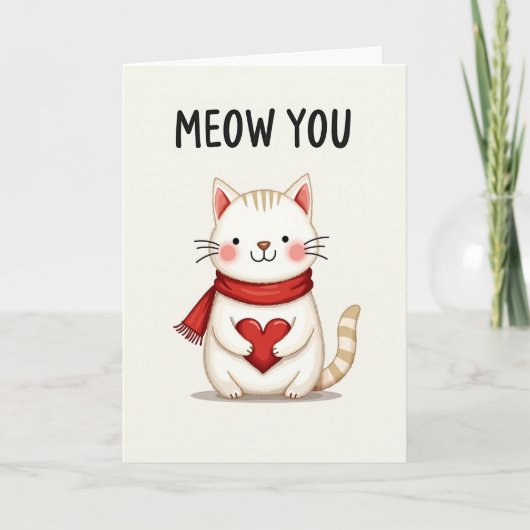 Heart Cat Meow You Greeting Card Kaart (Voorkant)